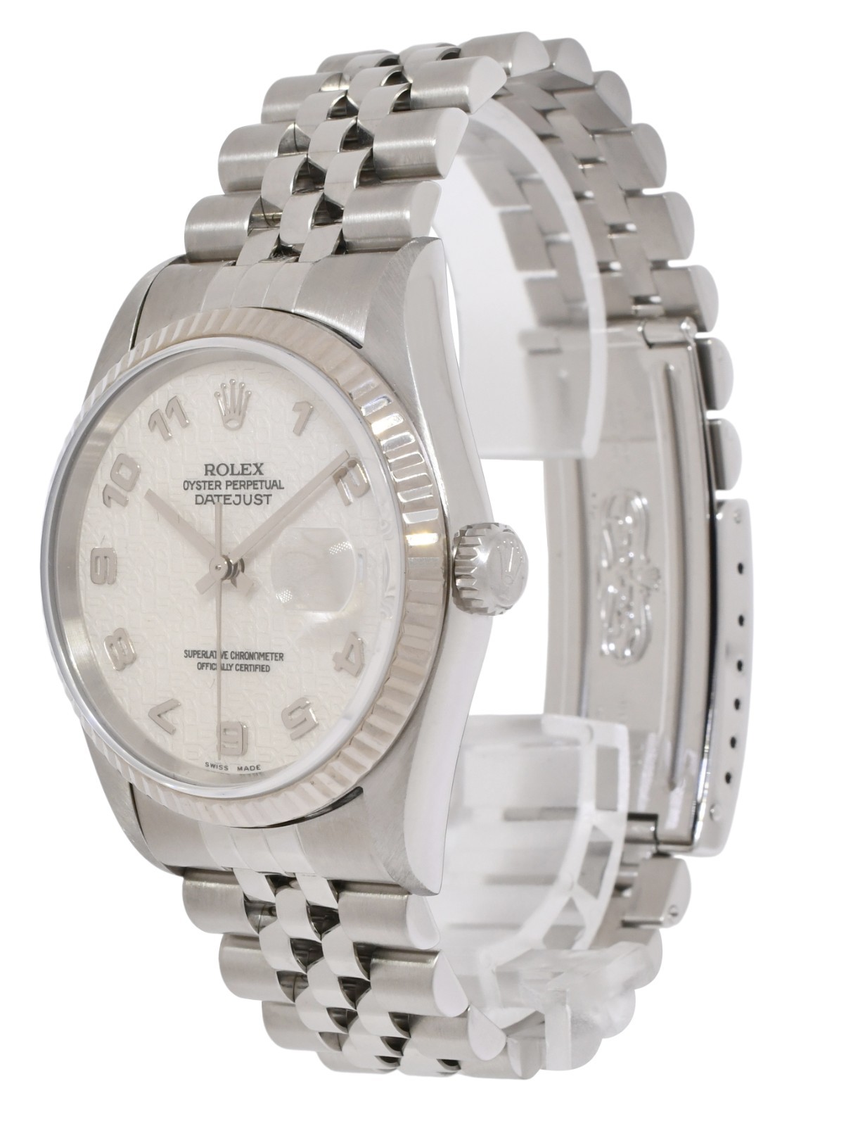 Rolex Datejust Steel & 18k Gold Bezel Silver Jubilee Dial 36mm Watch U 16234