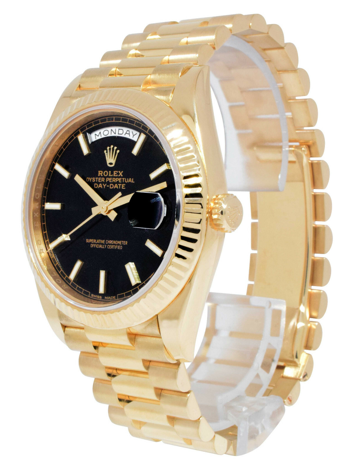 Rolex Day-Date 40 President 18k Yellow Gold Black Motif Dial Watch B/P 228238 Rolex Day-Date 40 President 18k Yellow Gold Black Motif Dial Watch B/P 228238
