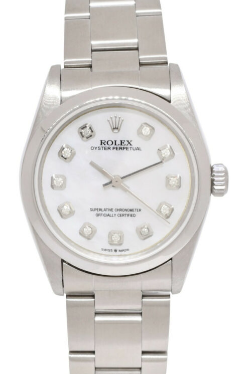Rolex Oyster Perpetual Steel MOP Diamond Dial Ladies 31mm Watch U +Papers 67480 Rolex Oyster Perpetual Steel MOP Diamond Dial Ladies 31mm Watch U +Papers 67480
