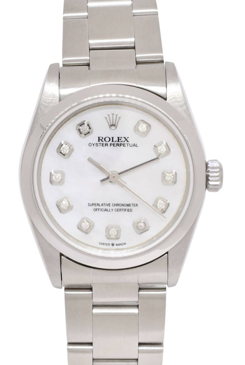 Rolex Oyster Perpetual Steel MOP Diamond Dial Ladies 31mm Watch U +Papers 67480 Rolex Oyster Perpetual Steel MOP Diamond Dial Ladies 31mm Watch U +Papers 67480