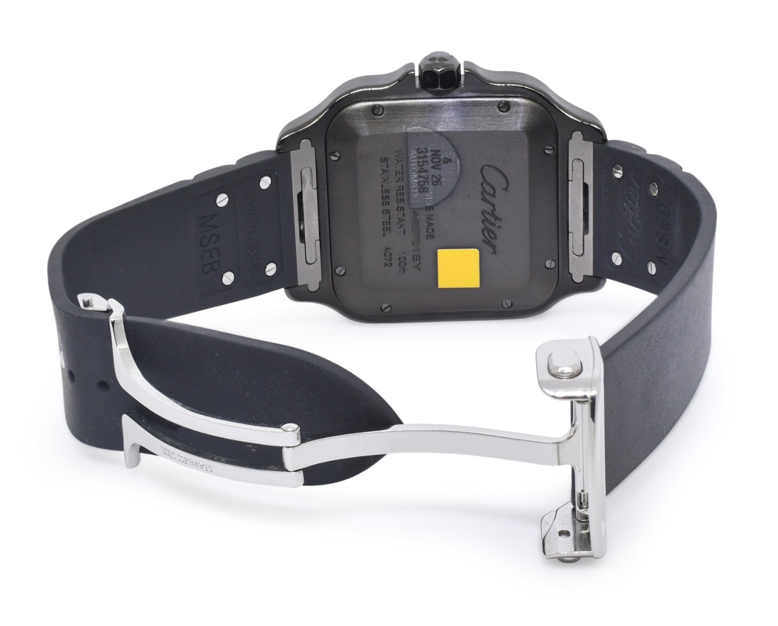 Cartier Santos Large Steel ADLC Black 39.8mm Automatic Watch WSSA0039 4072 Cartier Santos Large Steel ADLC Black 39.8mm Automatic Watch WSSA0039 4072
