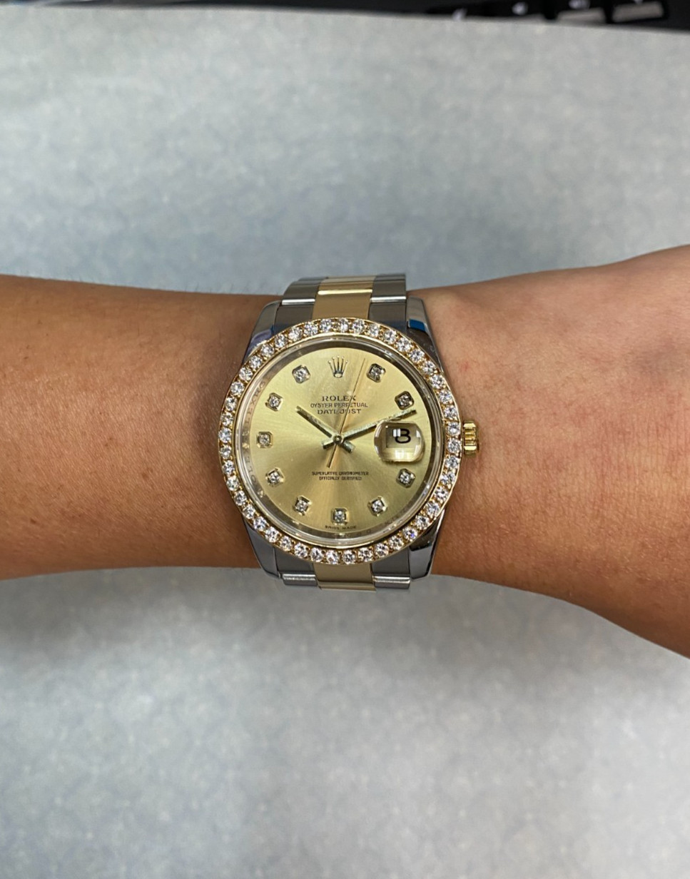 Rolex Datejust 18k Yellow Gold/Steel Diamond Dial/Bezel 36mm Watch D 116233 Rolex Datejust 18k Yellow Gold/Steel Diamond Dial/Bezel 36mm Watch D 116233
