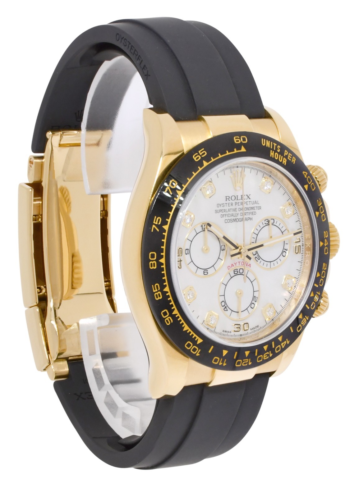 Rolex Daytona 18k Yellow Gold/Ceramic MOP Diamond Oysterflex Watch BP '20 116518