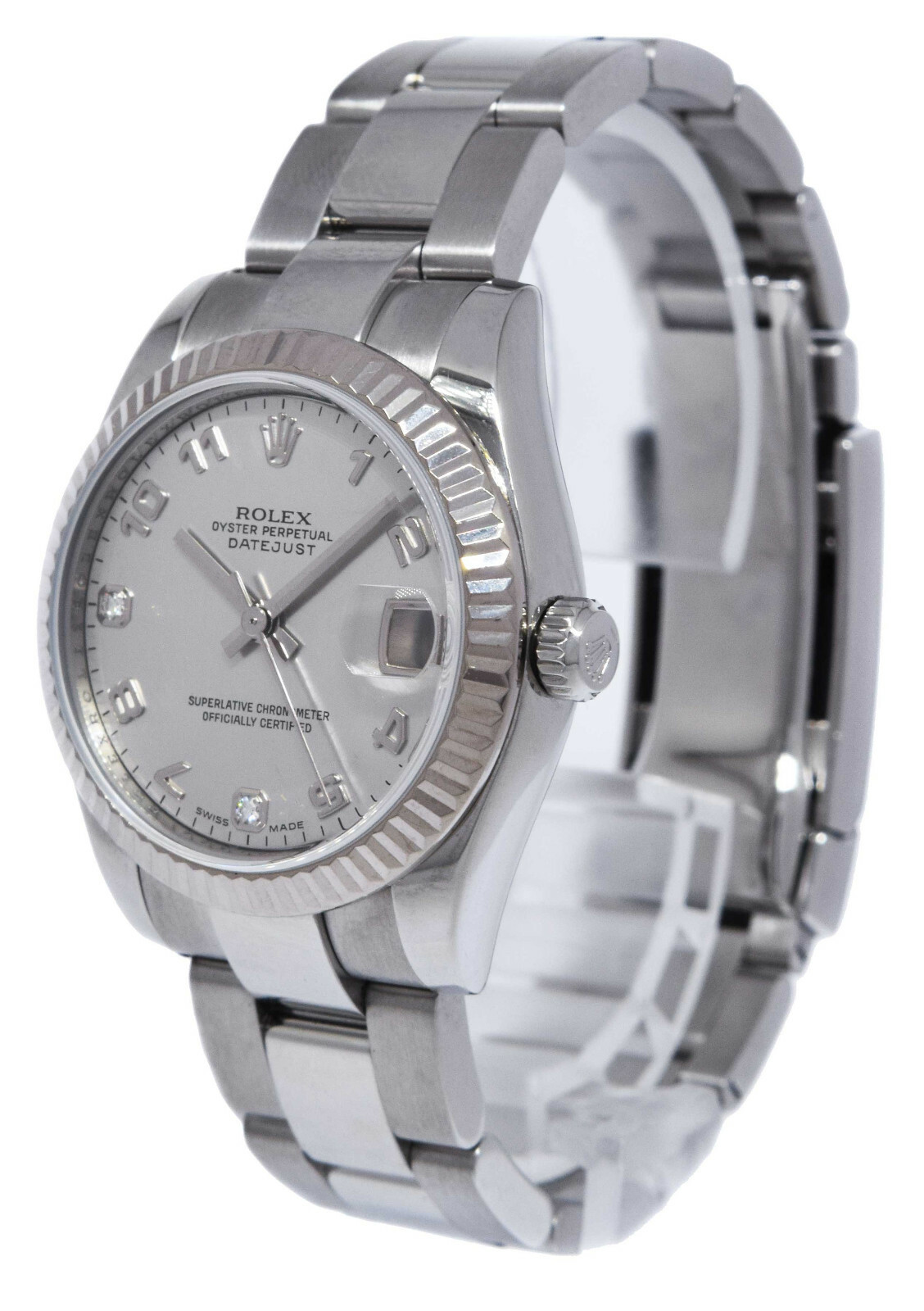 Rolex Datejust Steel & 18k Gold Bezel MOP Diamond Dial 31mm Watch +Card 178274