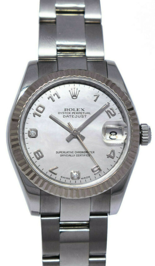 Rolex Datejust Steel & 18k Gold Bezel MOP Diamond Dial 31mm Watch +Card 178274 Rolex Datejust Steel & 18k Gold Bezel MOP Diamond Dial 31mm Watch +Card 178274