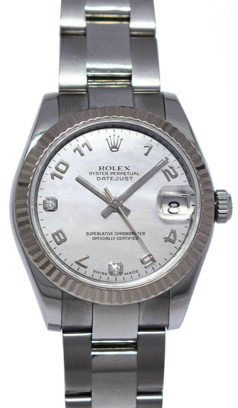 Rolex Datejust Steel & 18k Gold Bezel MOP Diamond Dial 31mm Watch +Card 178274 Rolex Datejust Steel & 18k Gold Bezel MOP Diamond Dial 31mm Watch +Card 178274