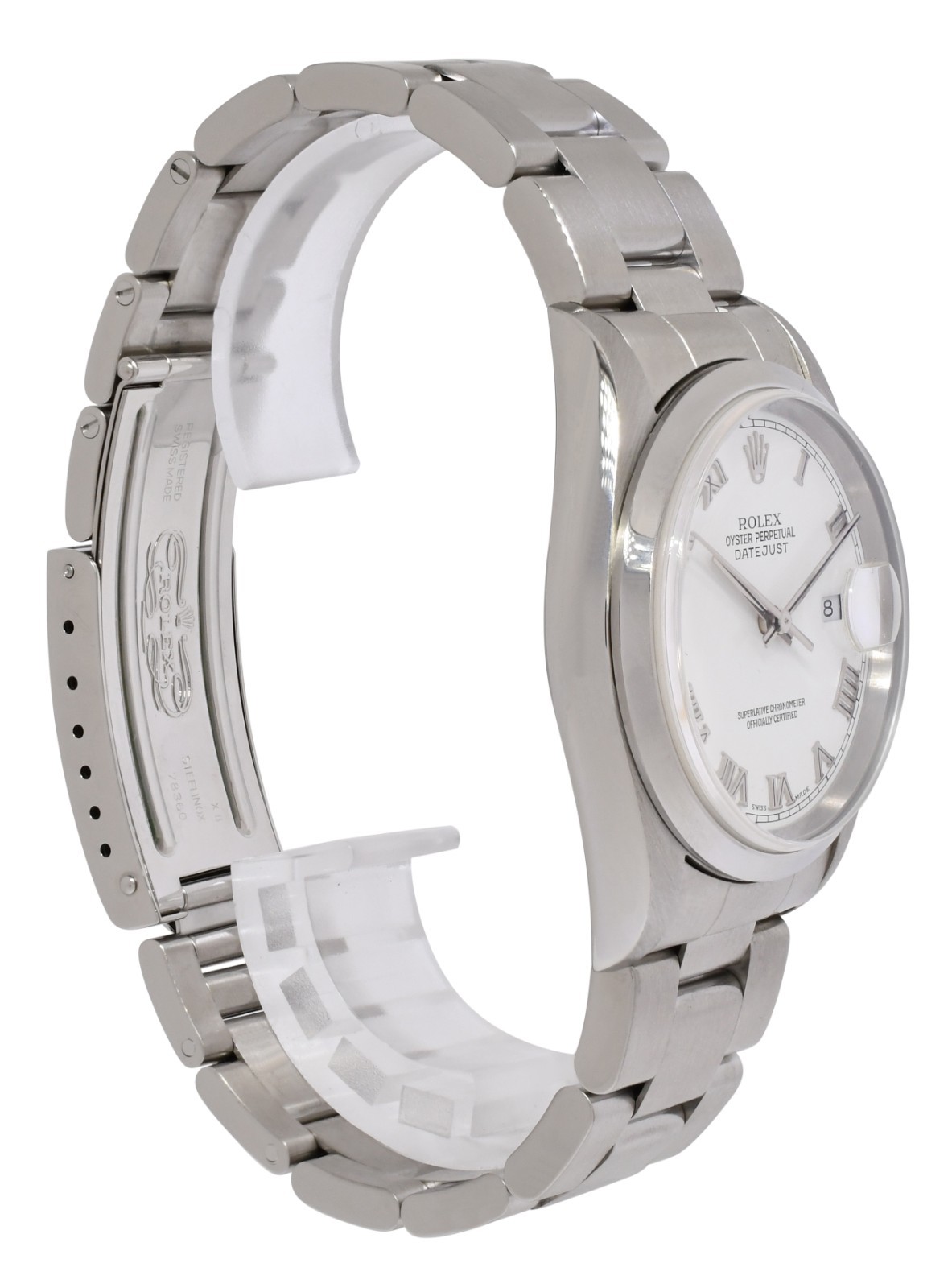 Rolex Datejust Steel White Roman Dial Oyster Bracelet Mens 36mm Watch A 16200 Rolex Datejust Steel White Roman Dial Oyster Bracelet Mens 36mm Watch A 16200