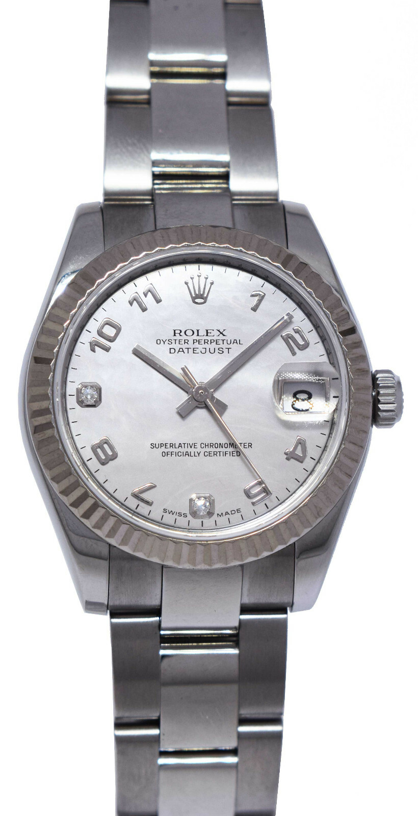 Rolex Datejust Steel & 18k Gold Bezel MOP Diamond Dial 31mm Watch +Card 178274
