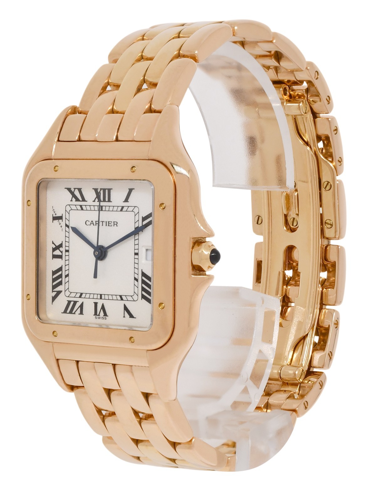 Cartier Panthere Large RARE 18k Rose Gold White Dial Quartz Watch 287968