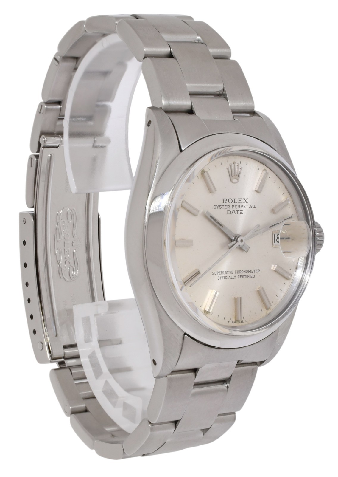 Rolex Vintage Date Steel Silver Dial Mens 34mm Watch '78 1500 Rolex Vintage Date Steel Silver Dial Mens 34mm Watch '78 1500
