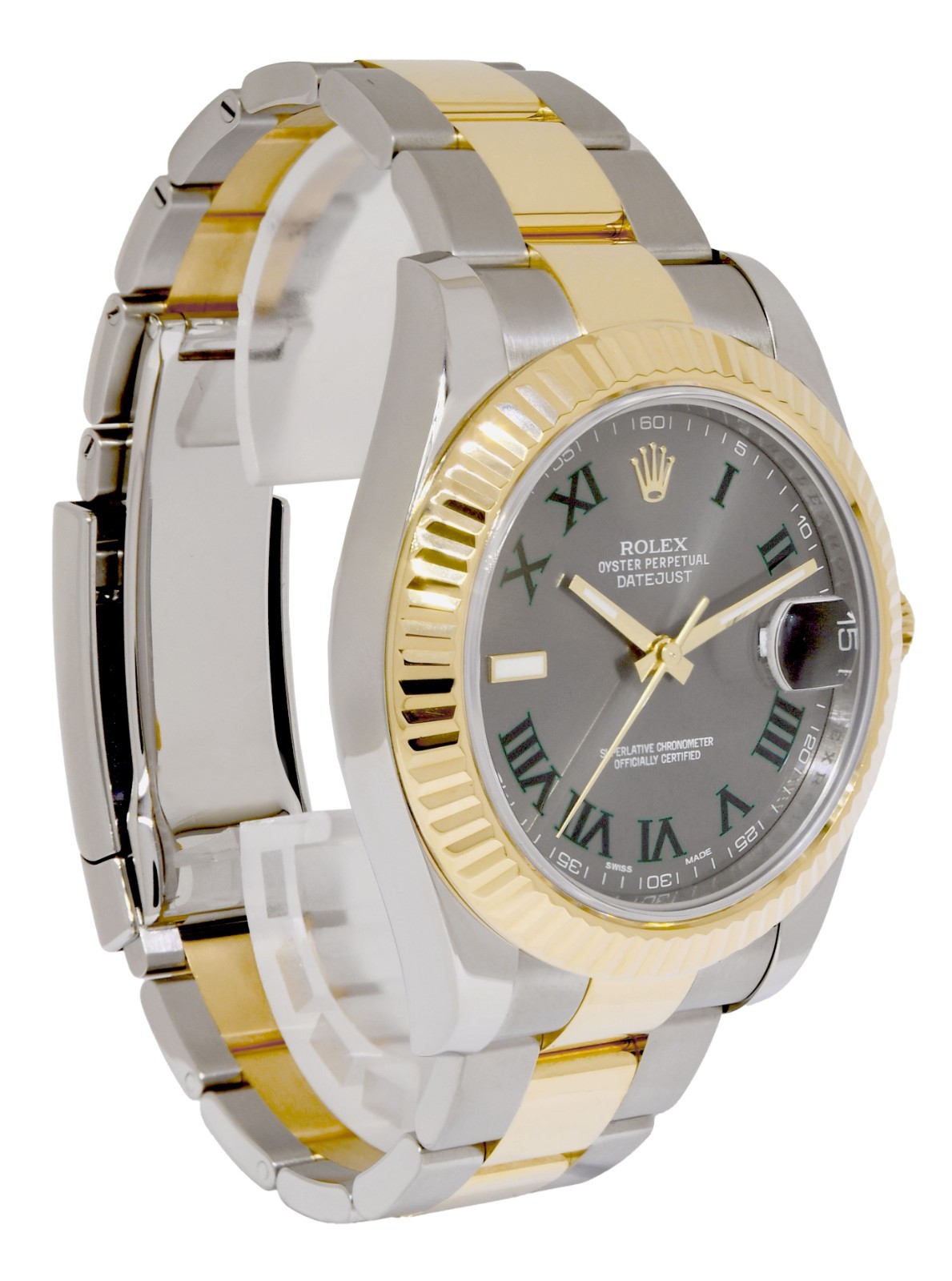 Rolex Datejust II 18k Yellow Gold/Steel Wimbledon Dial 41mm Watch 116333