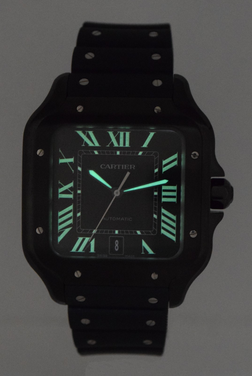 Cartier Santos Large Steel ADLC Black 39.8mm Automatic Watch WSSA0039 4072 Cartier Santos Large Steel ADLC Black 39.8mm Automatic Watch WSSA0039 4072