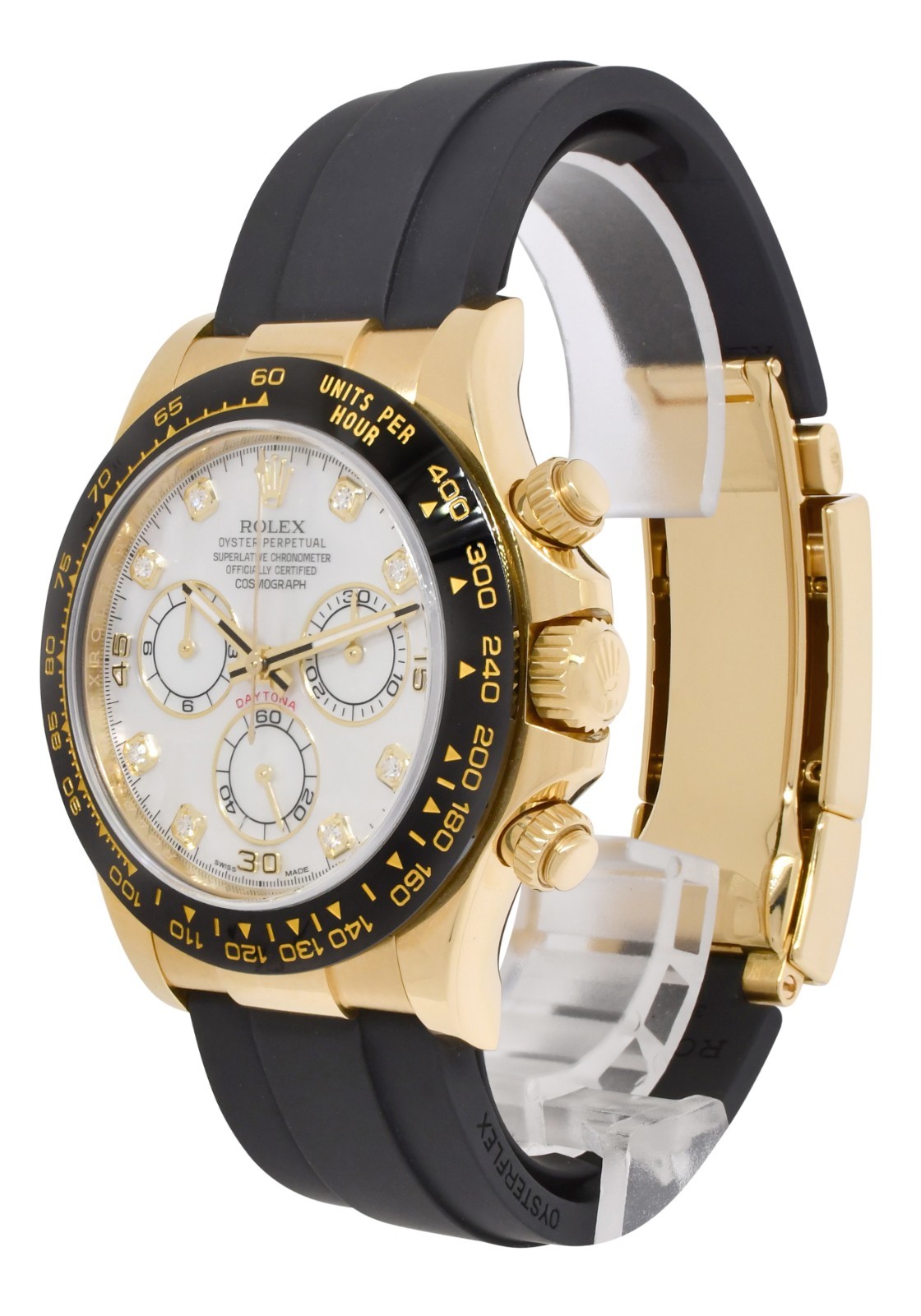 Rolex Daytona 18k Yellow Gold/Ceramic MOP Diamond Oysterflex Watch BP '20 116518