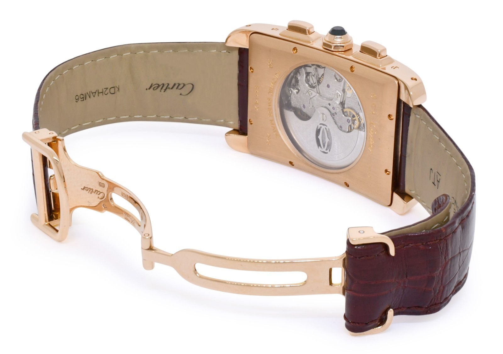 Cartier Tank Americaine Chronograph 18k Rose Gold Mens Automatic Watch 2893 Cartier Tank Americaine Chronograph 18k Rose Gold Mens Automatic Watch 2893
