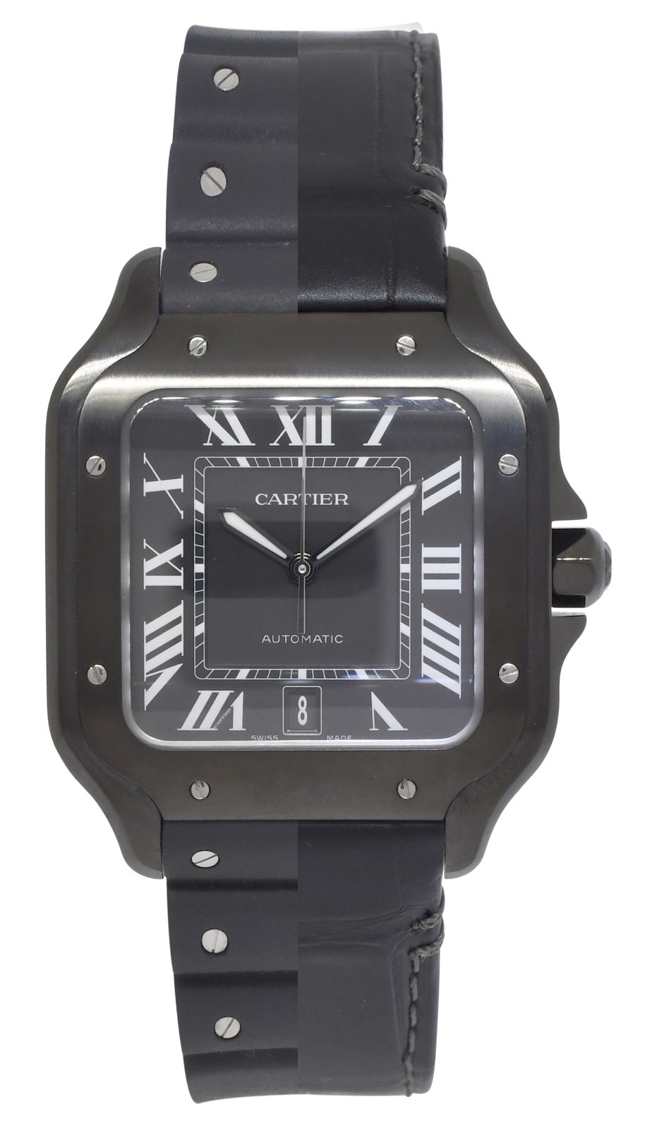 Cartier Santos Large Steel ADLC Black 39.8mm Automatic Watch WSSA0039 4072 Cartier Santos Large Steel ADLC Black 39.8mm Automatic Watch WSSA0039 4072