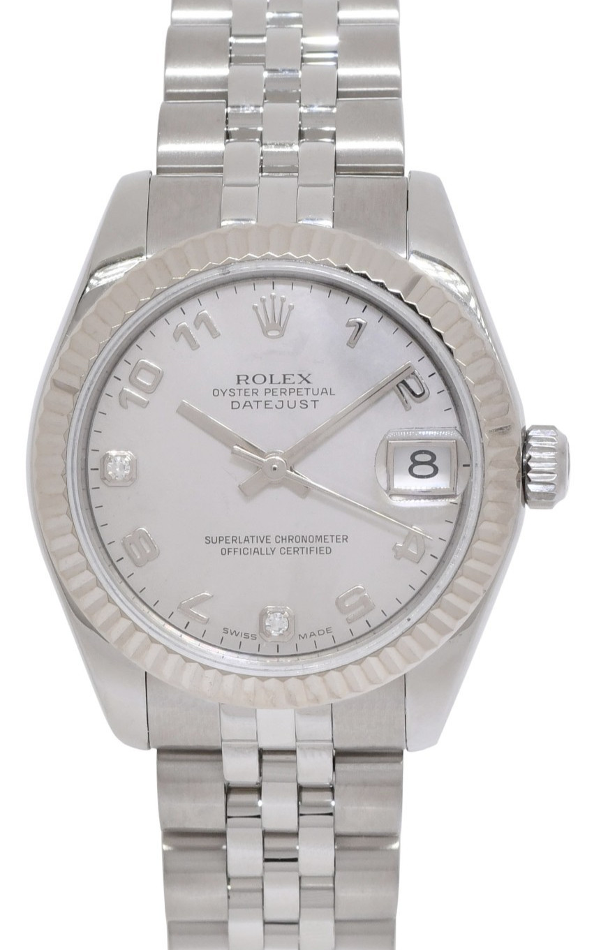 Rolex Datejust Steel & 18k Gold Bezel MOP Diamond Dial 31mm Jubilee Watch 178274