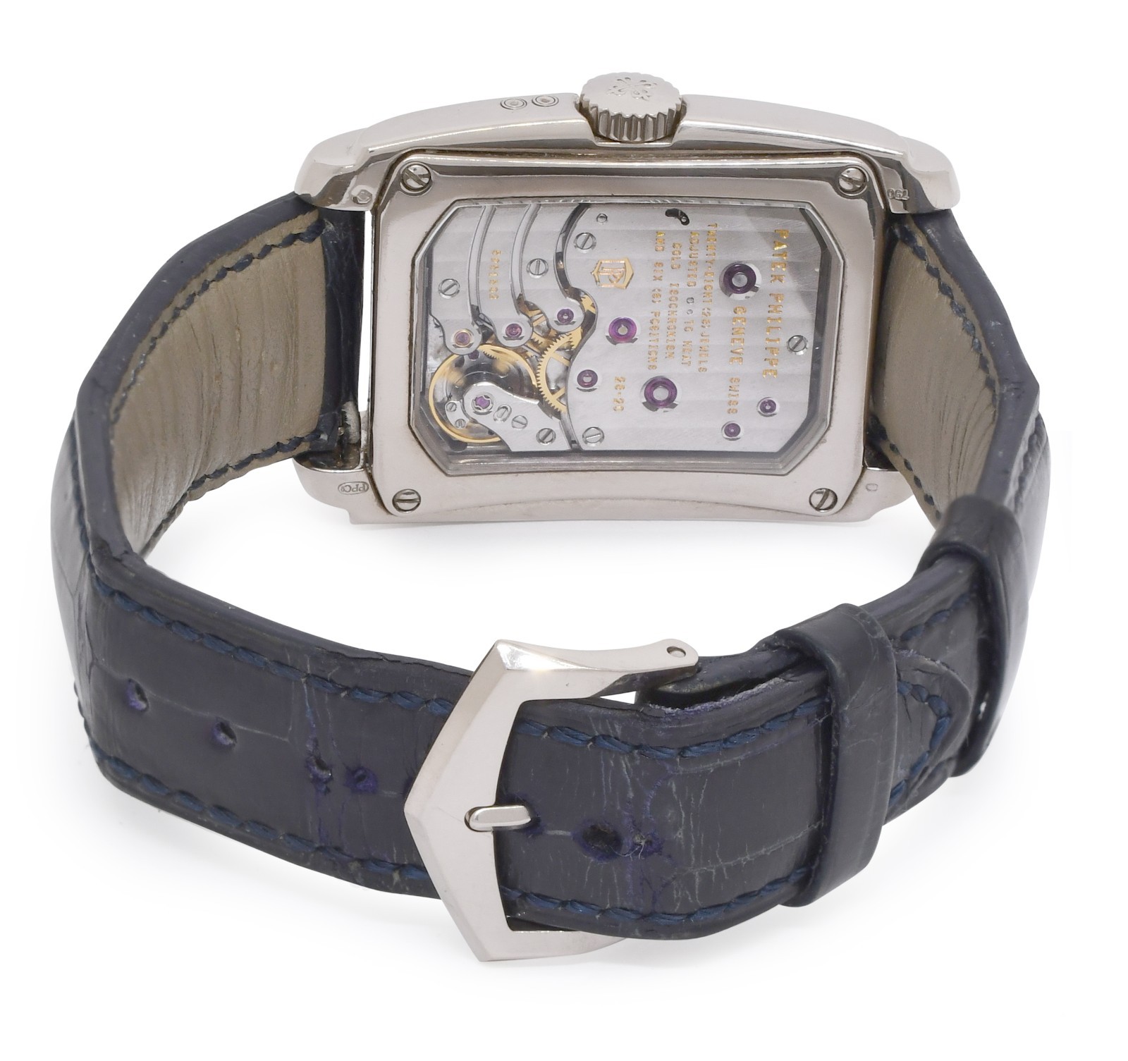 Patek Philippe 5200 Gondolo 8 Days Day/Date 18k White Gold Blue Dial Watch 5200G