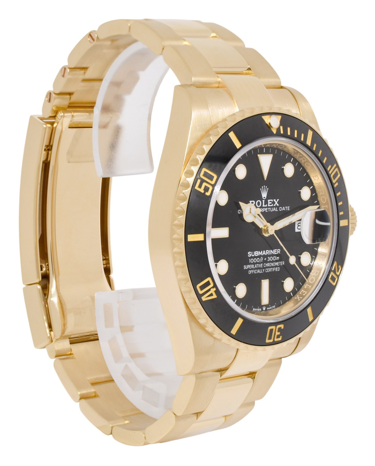 Rolex Submariner Date 18k Yellow Gold Black Ceramic 41mm Watch B/P '21 126618