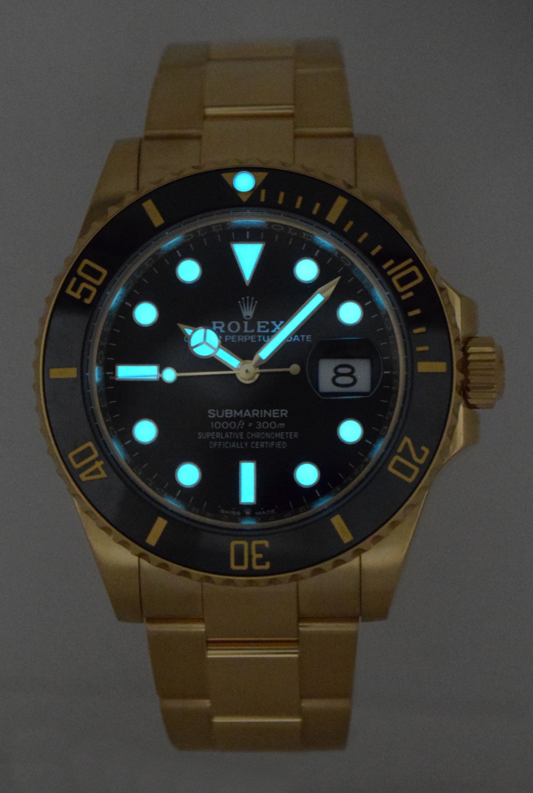 Rolex Submariner Date 18k Yellow Gold Black Ceramic 41mm Watch B/P '21 126618