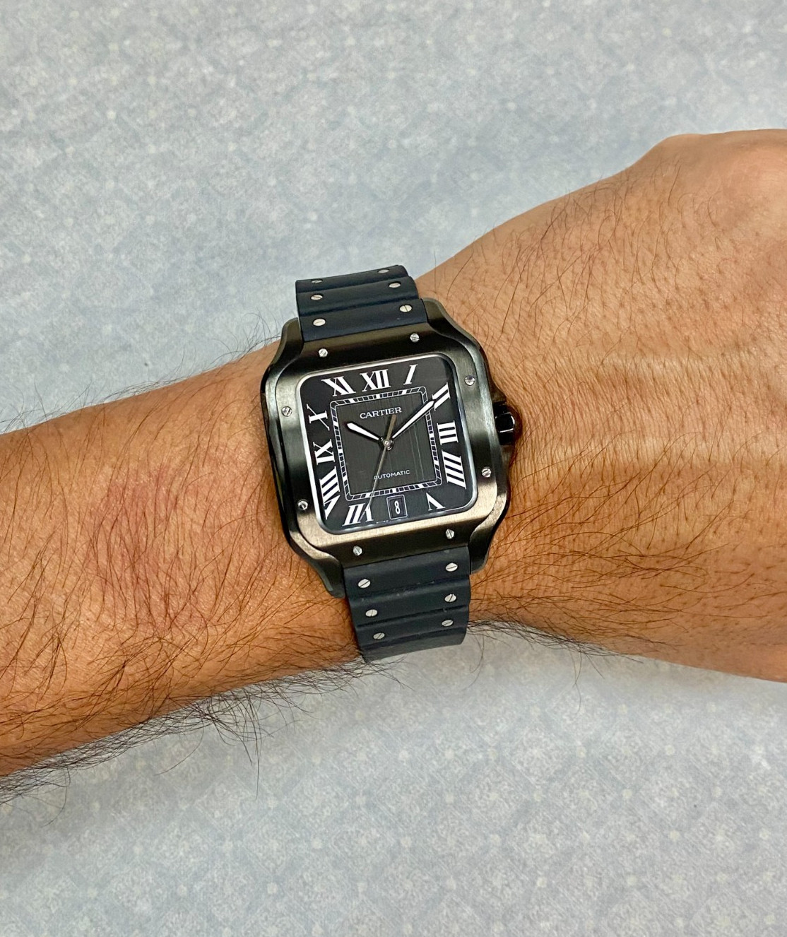 Cartier Santos Large Steel ADLC Black 39.8mm Automatic Watch WSSA0039 4072 Cartier Santos Large Steel ADLC Black 39.8mm Automatic Watch WSSA0039 4072