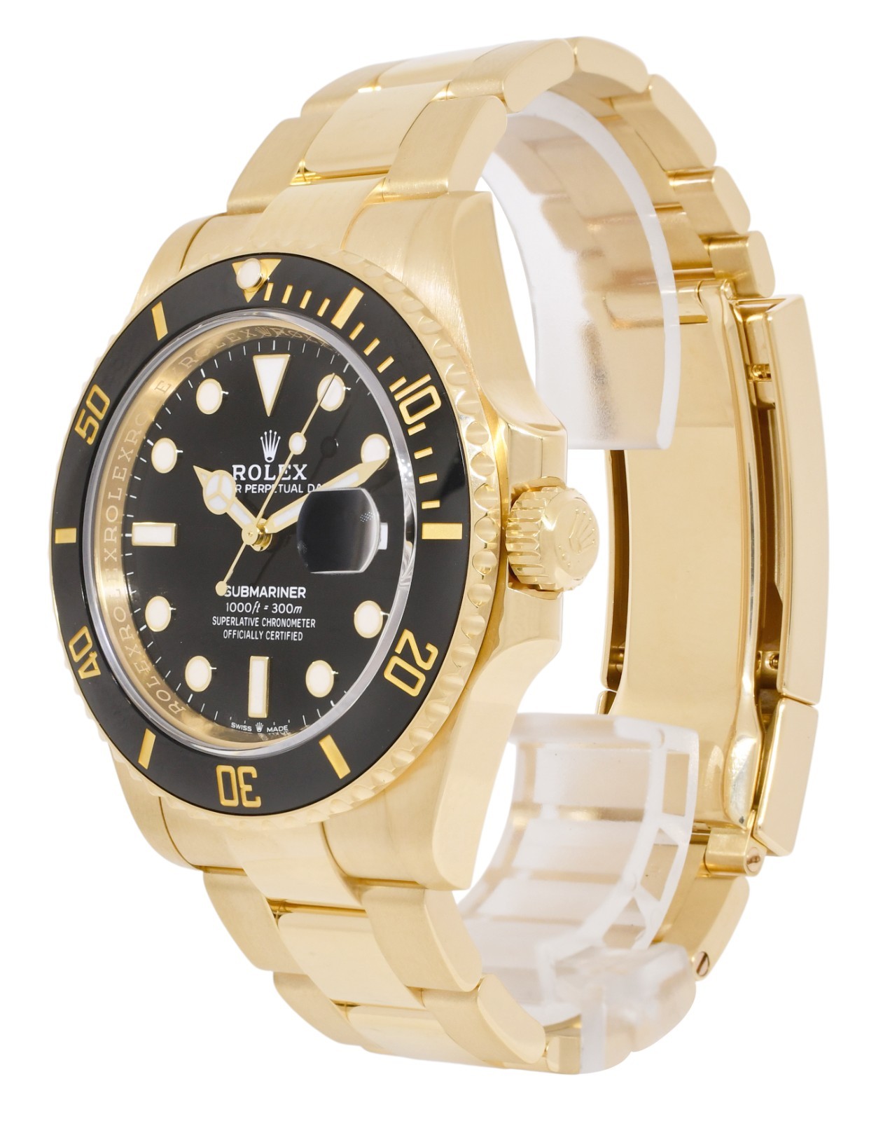 Rolex Submariner Date 18k Yellow Gold Black Ceramic 41mm Watch B/P '21 126618