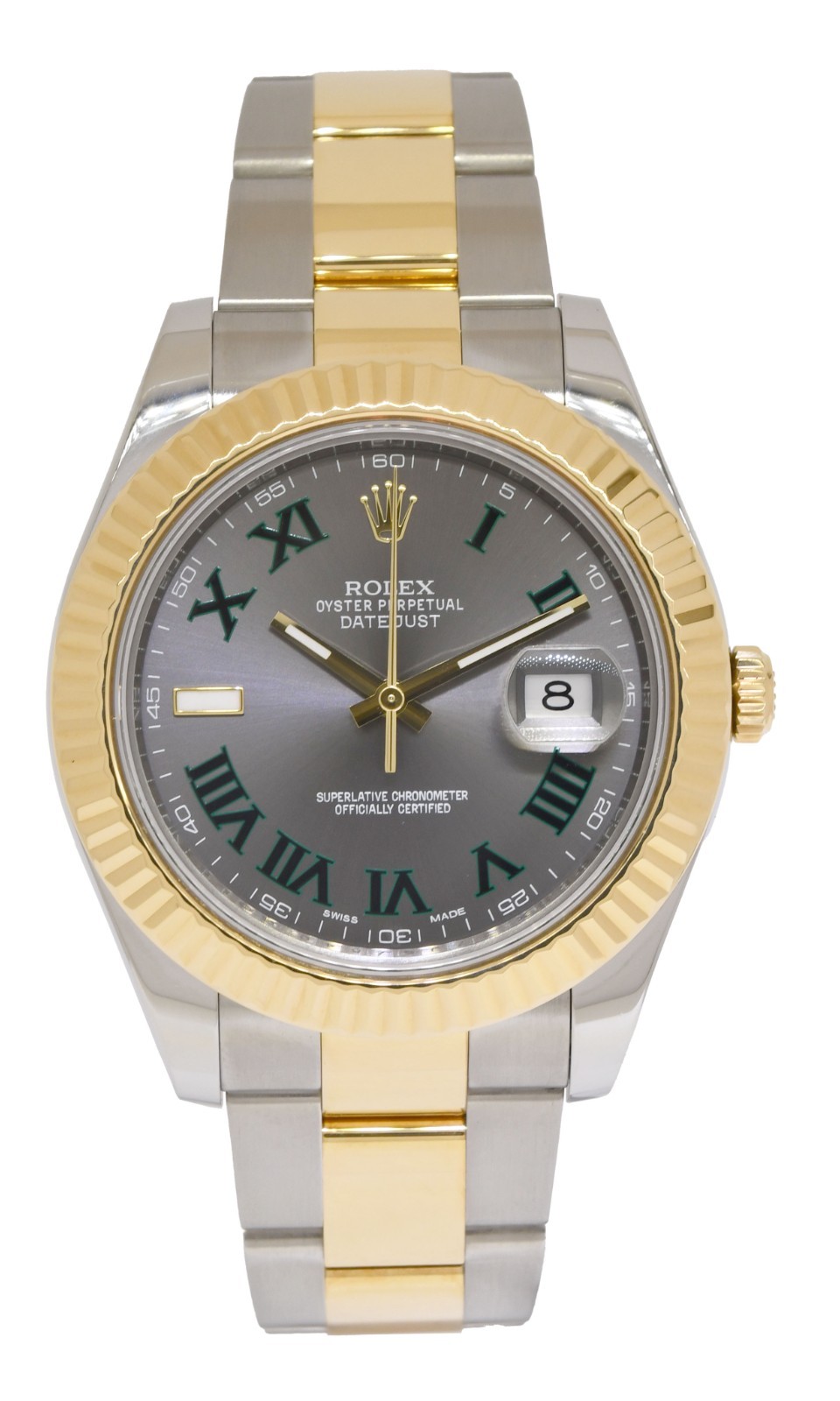 Rolex Datejust II 18k Yellow Gold/Steel Wimbledon Dial 41mm Watch 116333