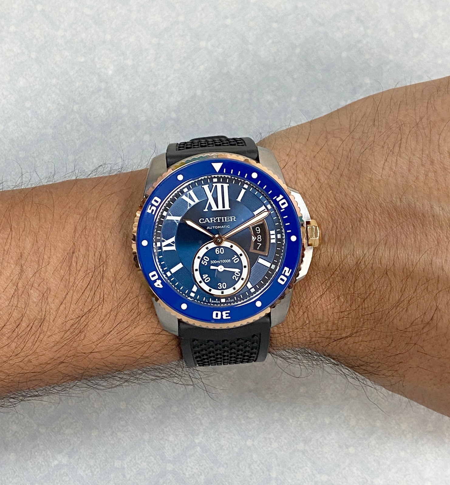 Cartier Calibre Diver Steel & 18k RG Bezel Blue 42mm Watch W2CA0008 B/P '18 3729