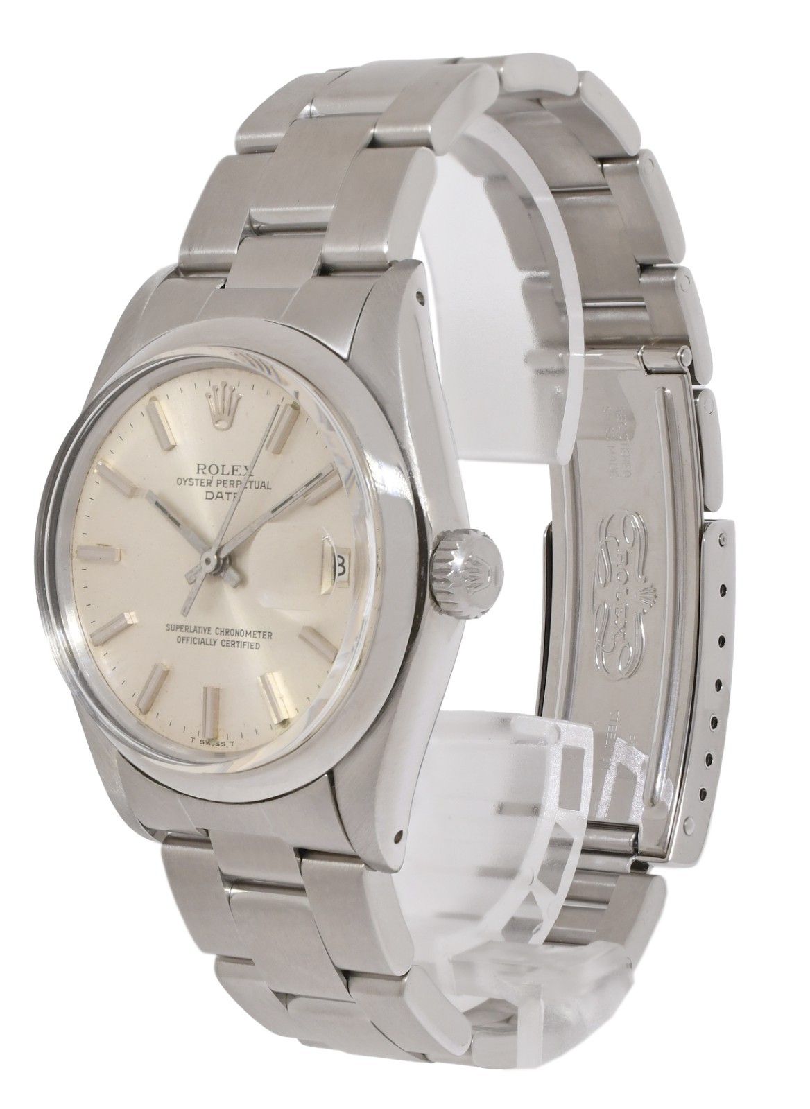 Rolex Vintage Date Steel Silver Dial Mens 34mm Watch '78 1500 Rolex Vintage Date Steel Silver Dial Mens 34mm Watch '78 1500
