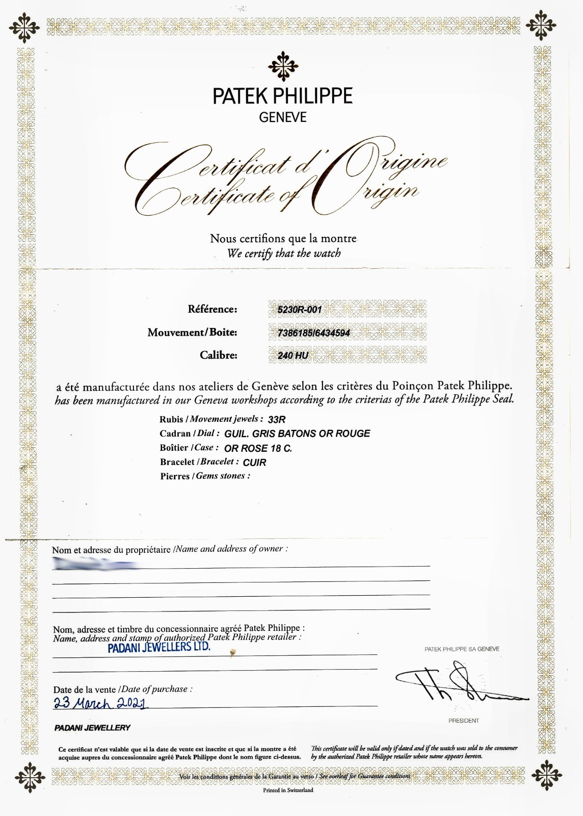 Patek Philippe World Time 5230 Rose Gold Complications 38.5mm Watch +Paper 5230R