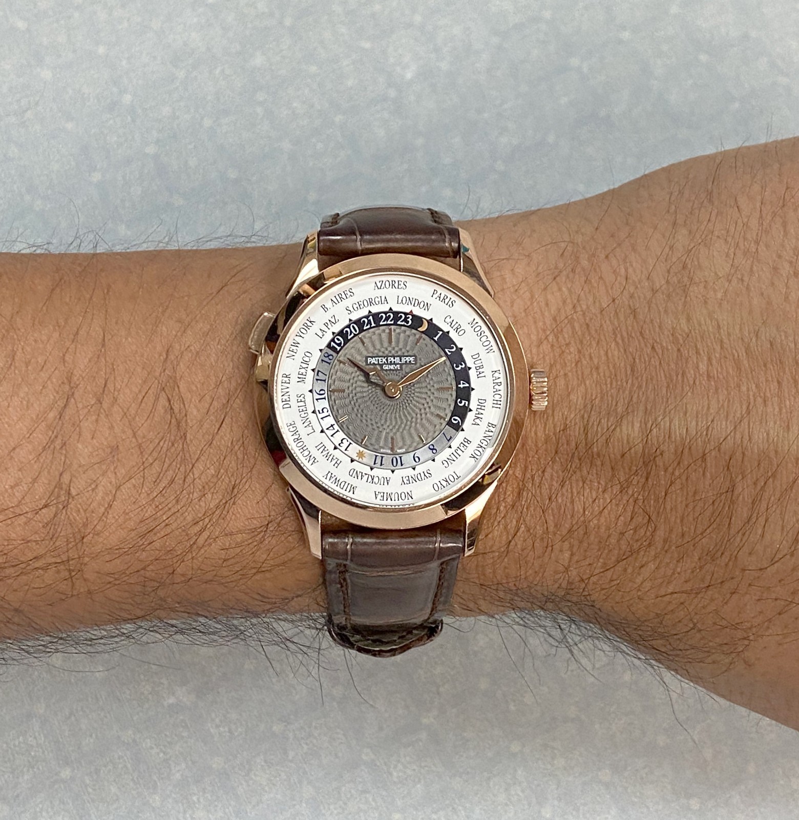 Patek Philippe World Time 5230 Rose Gold Complications 38.5mm Watch +Paper 5230R