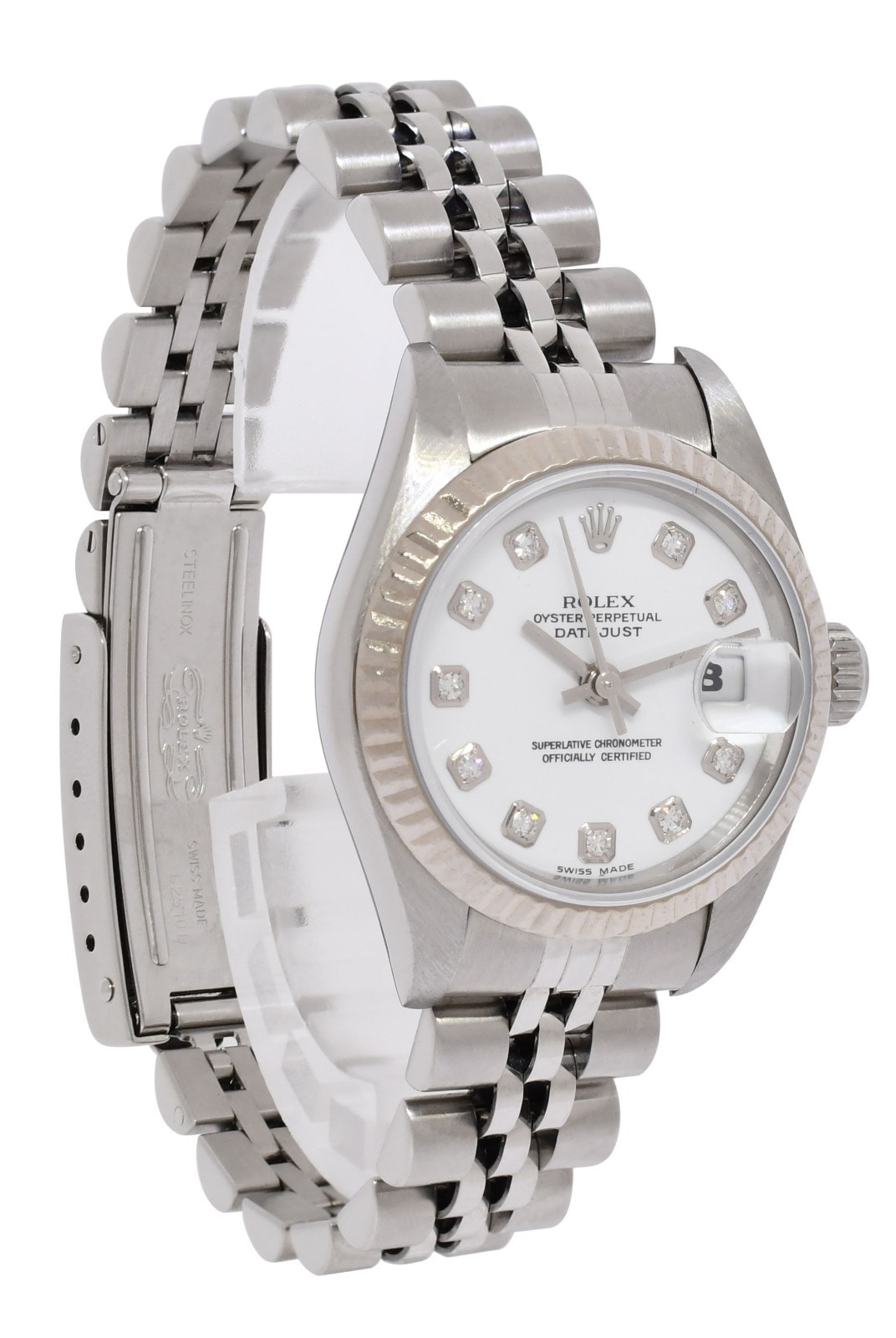 Rolex Datejust Steel & 18k Gold Bezel White Diamond Dial 26mm Watch F 79174 Rolex Datejust Steel & 18k Gold Bezel White Diamond Dial 26mm Watch F 79174