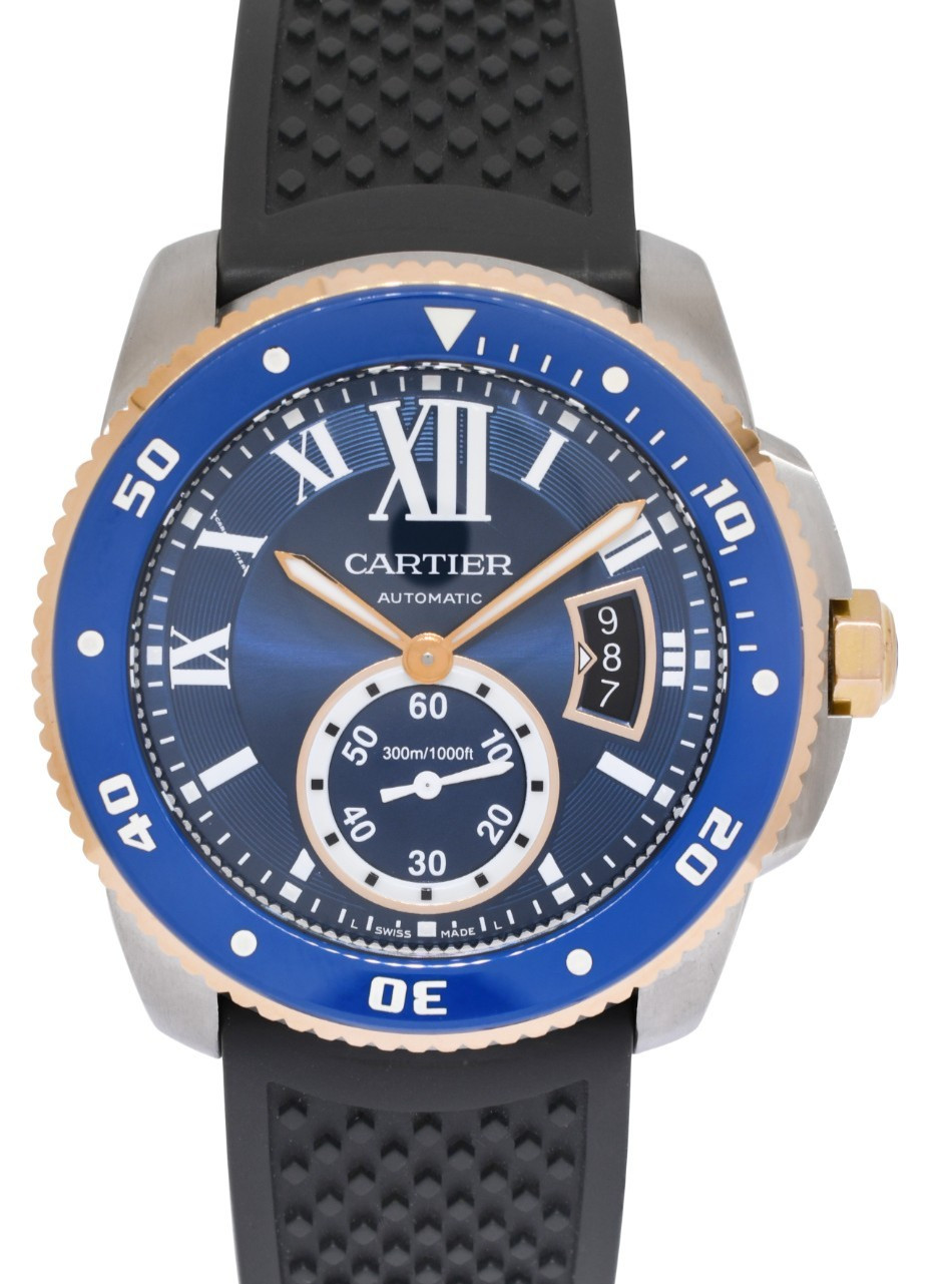 Cartier Calibre Diver Steel & 18k RG Bezel Blue 42mm Watch W2CA0008 B/P '18 3729 Cartier Calibre Diver Steel & 18k RG Bezel Blue 42mm Watch W2CA0008 B/P '18 3729