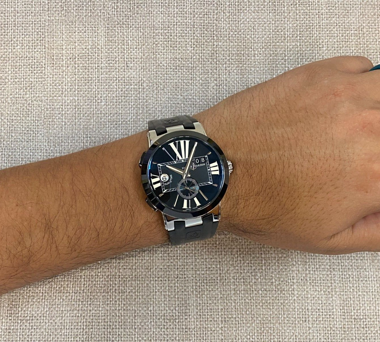 Ulysse Nardin Executive Dual Time Steel & Ceramic Mens 43mm Watch B/P 243-00