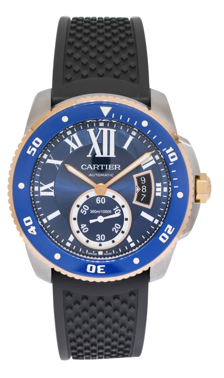 Cartier Calibre Diver Steel & 18k RG Bezel Blue 42mm Watch W2CA0008 B/P '18 3729