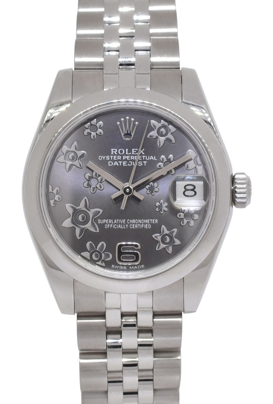 Rolex Datejust Steel Rhodium Floral Dial Jubilee Bracelet 31mm Watch '12+ 178240