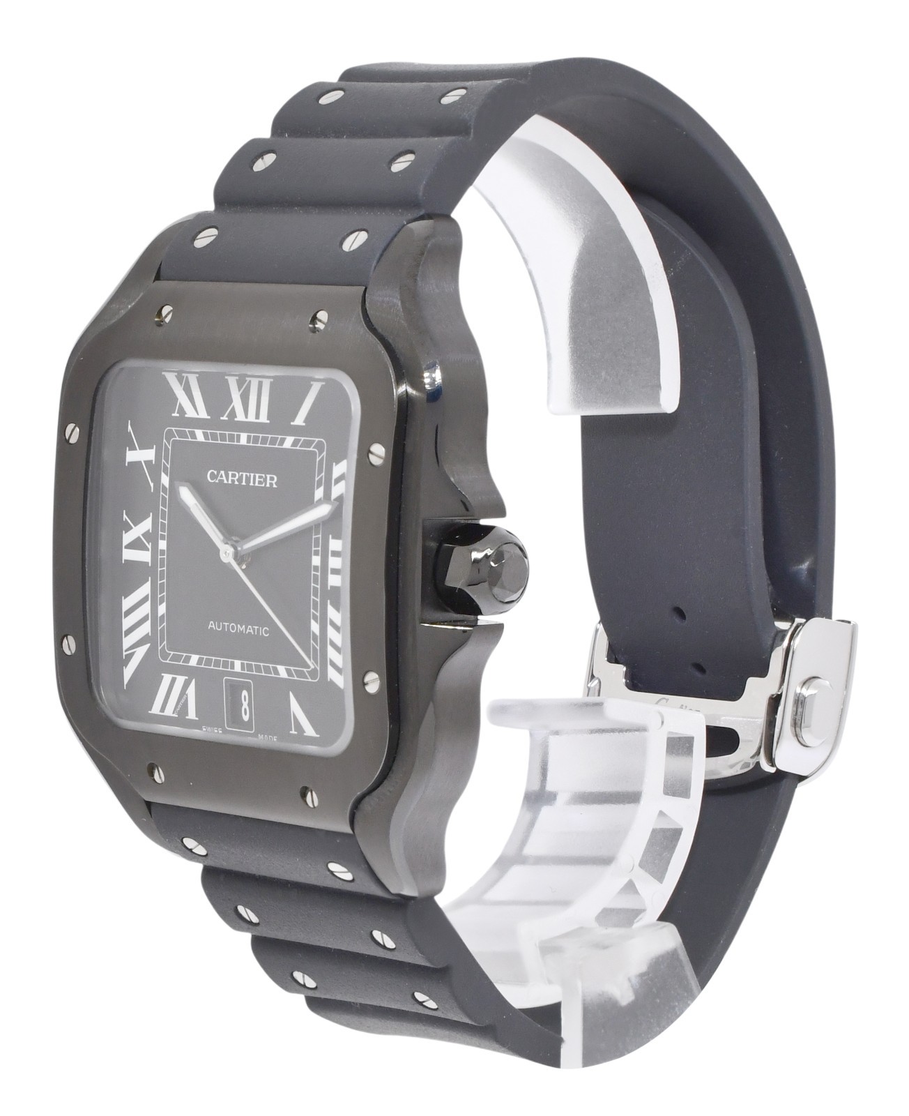 Cartier Santos Large Steel ADLC Black 39.8mm Automatic Watch WSSA0039 4072 Cartier Santos Large Steel ADLC Black 39.8mm Automatic Watch WSSA0039 4072