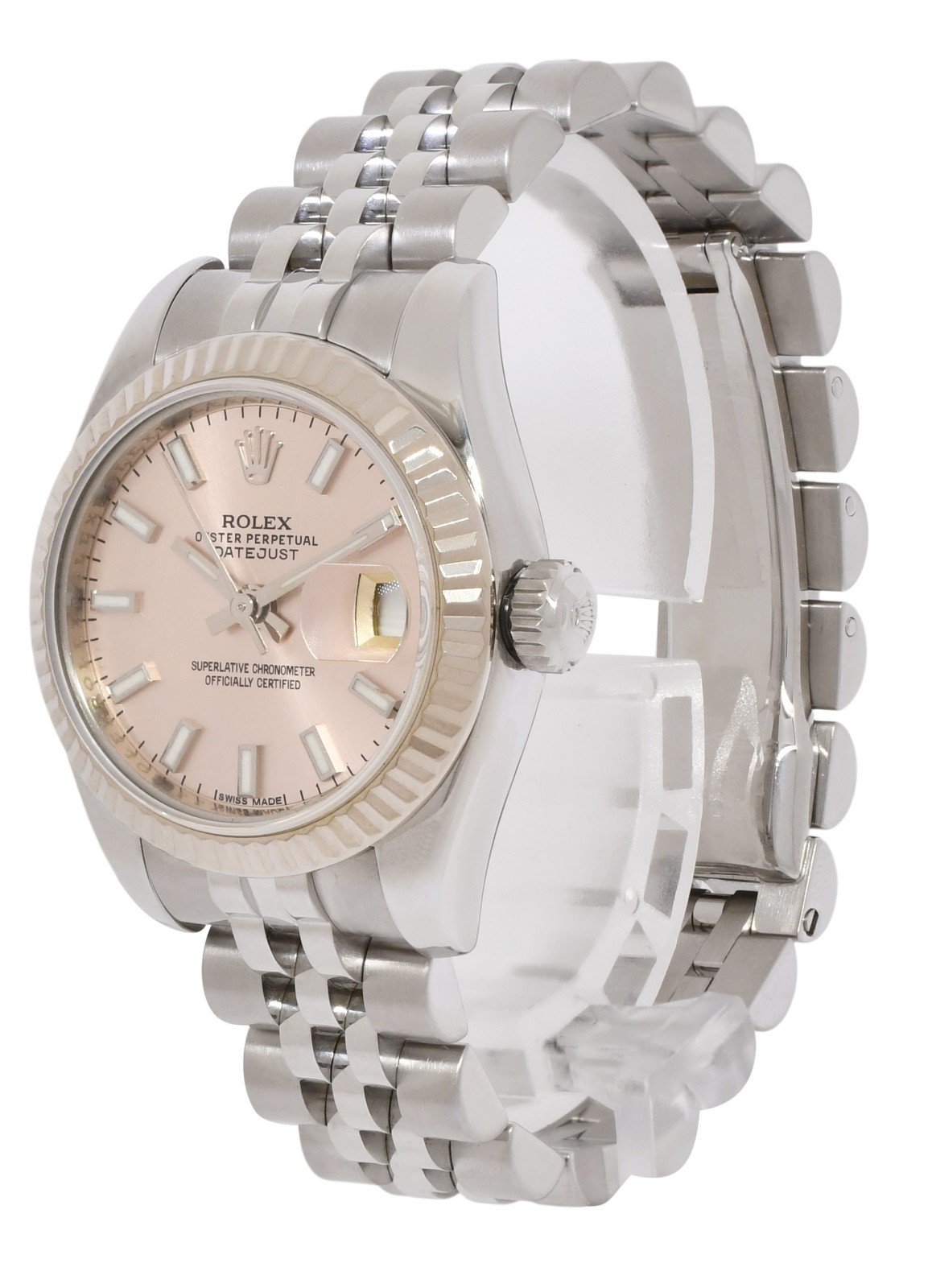 Rolex Datejust Steel & White Gold Bezel Pink Dial Ladies 26mm Watch '12+ 179174 Rolex Datejust Steel & White Gold Bezel Pink Dial Ladies 26mm Watch '12+ 179174