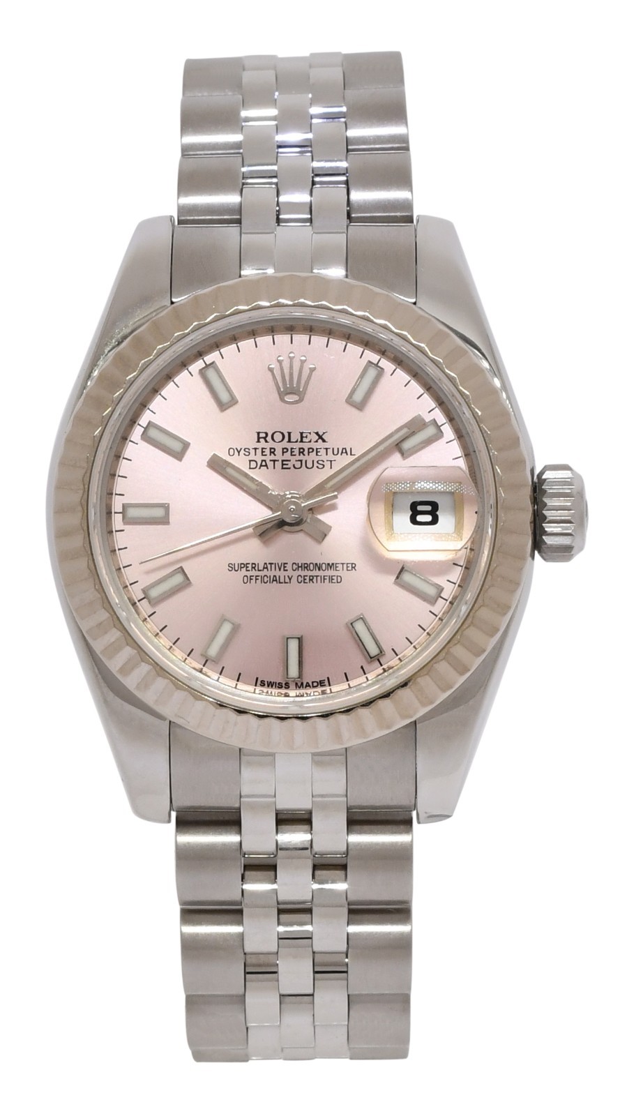 Rolex Datejust Steel & White Gold Bezel Pink Dial Ladies 26mm Watch '12+ 179174 Rolex Datejust Steel & White Gold Bezel Pink Dial Ladies 26mm Watch '12+ 179174