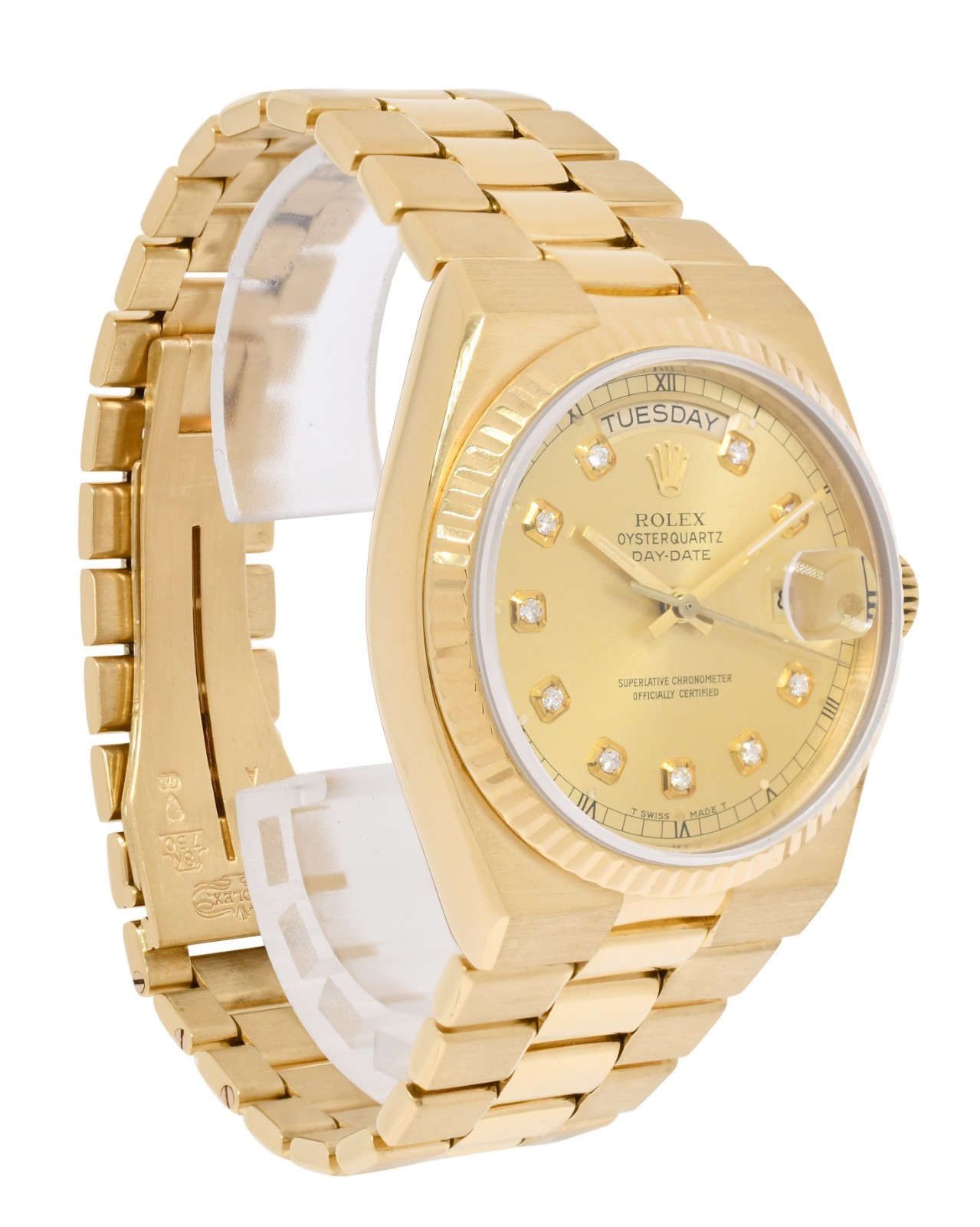 Rolex Day-Date OysterQuartz 18k Yellow Gold Diamond Dial 36mm Watch '79 19018 Rolex Day-Date OysterQuartz 18k Yellow Gold Diamond Dial 36mm Watch '79 19018