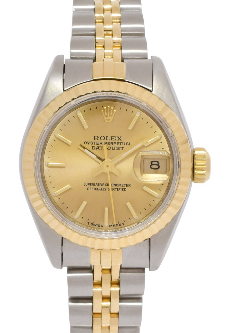 Rolex Datejust 18k Yellow Gold/Steel Champagne Dial 26mm Jubilee Watch X 69173