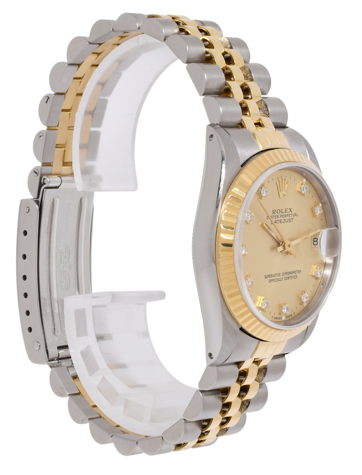 Rolex Datejust 18k Yellow Gold/Steel Champagne Diamond 31mm Watch +Paper R 68273