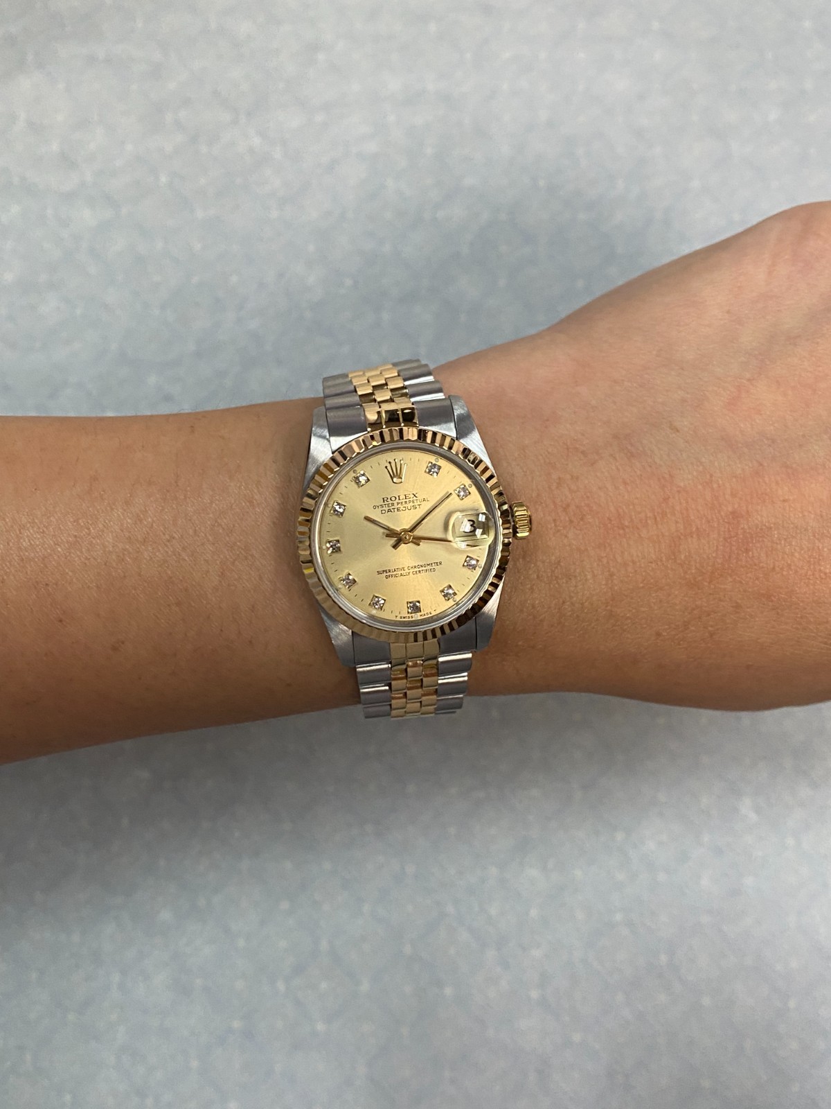 Rolex Datejust 18k Yellow Gold/Steel Champagne Diamond 31mm Watch +Paper R 68273