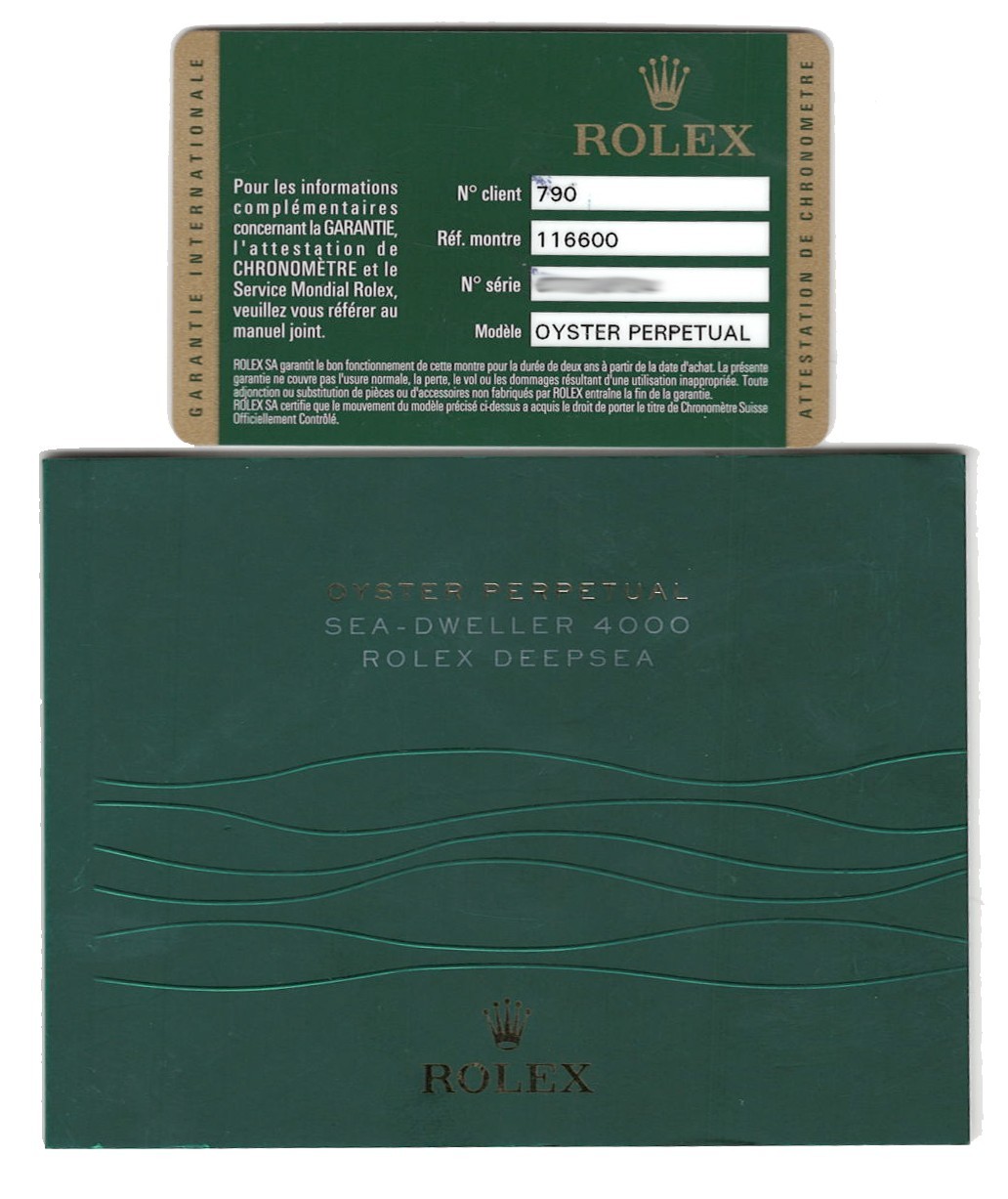 Rolex Sea-Dweller Date Steel Black Dial/Bezel Mens 40mm Watch B/P '15 116600