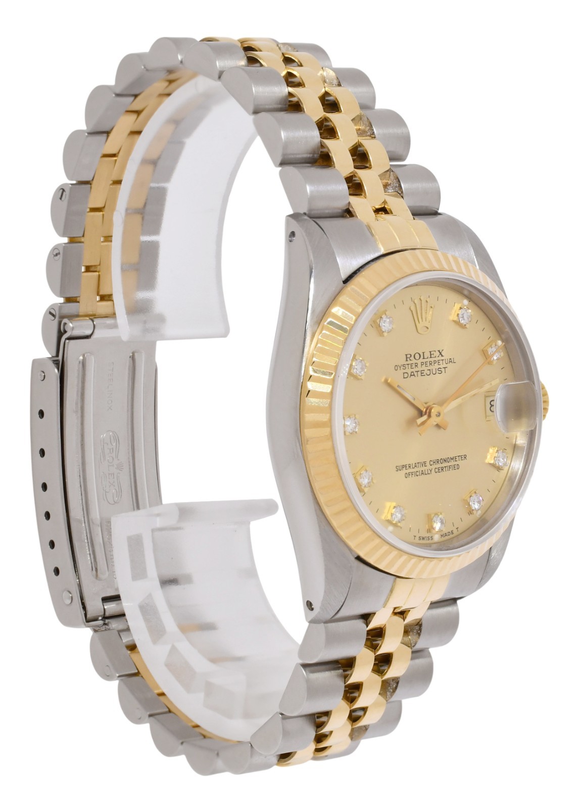 Rolex Datejust 18k Yellow Gold/Steel Champagne Diamond 31mm Watch +Paper R 68273