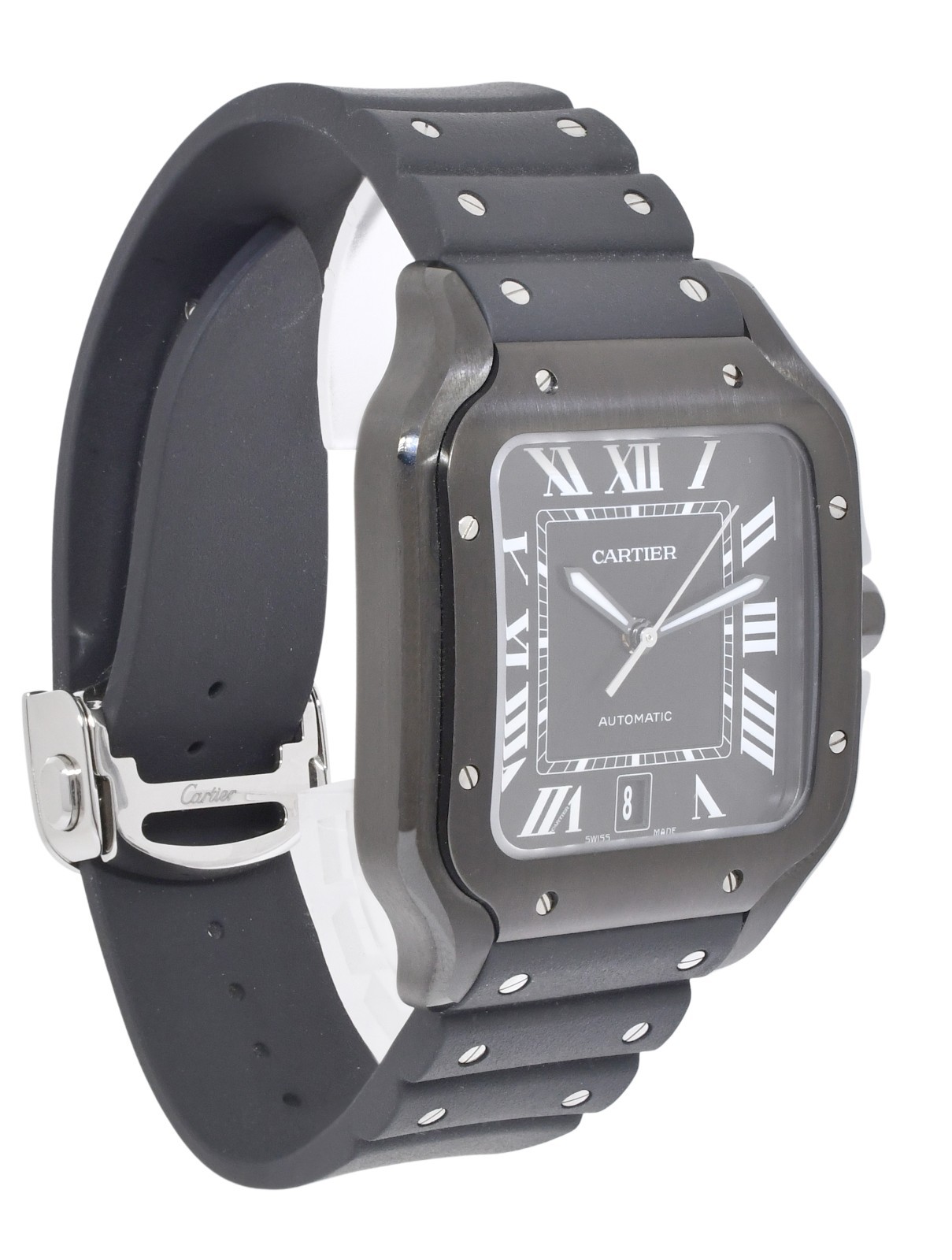 Cartier Santos Large Steel ADLC Black 39.8mm Automatic Watch WSSA0039 4072 Cartier Santos Large Steel ADLC Black 39.8mm Automatic Watch WSSA0039 4072