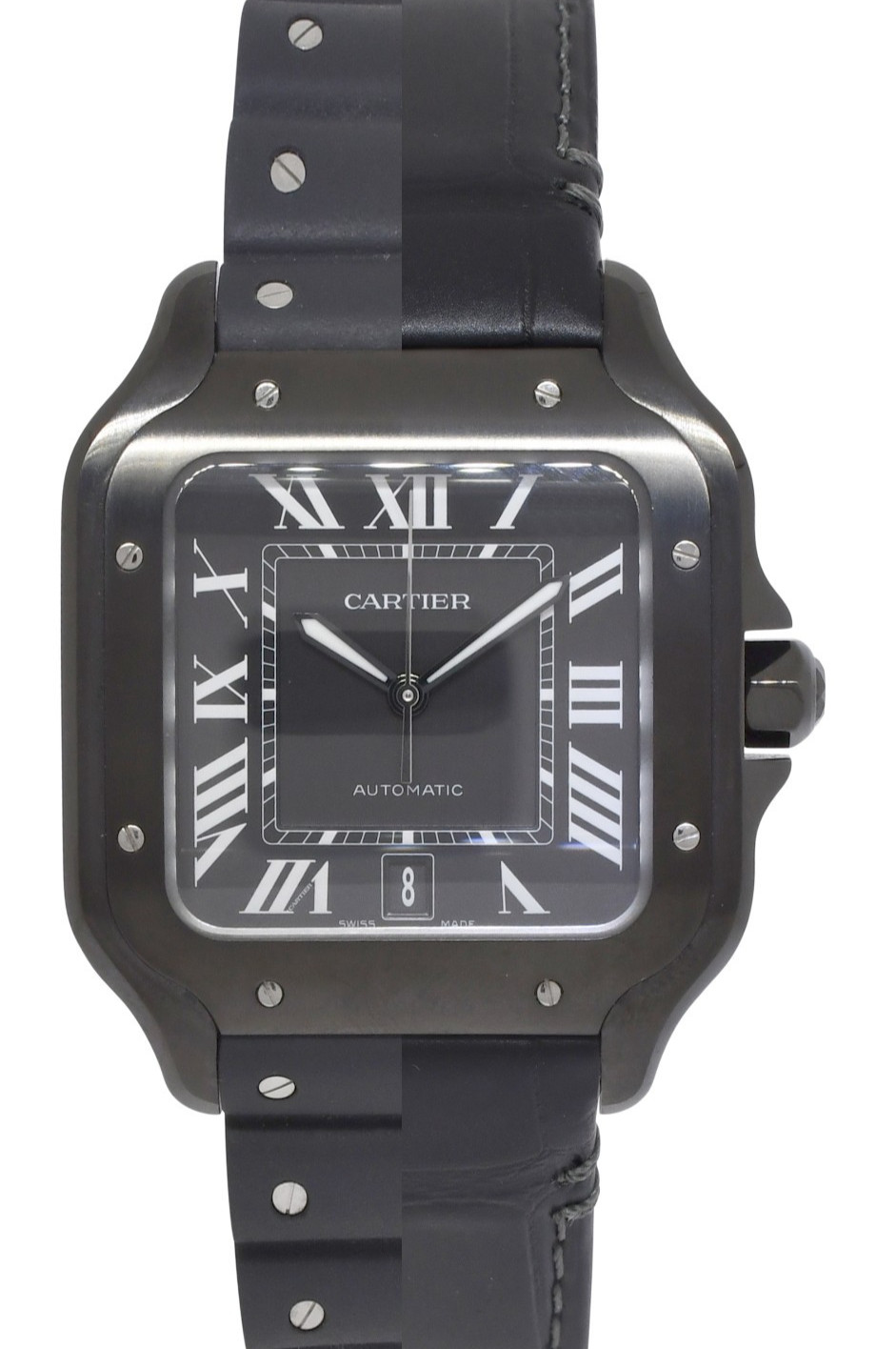 Cartier Santos Large Steel ADLC Black 39.8mm Automatic Watch WSSA0039 4072