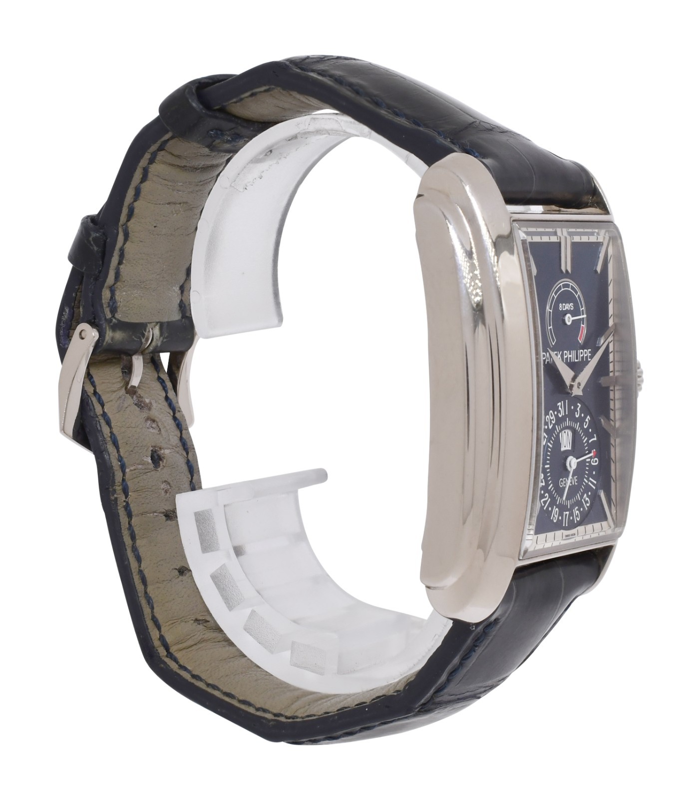 Patek Philippe 5200 Gondolo 8 Days Day/Date 18k White Gold Blue Dial Watch 5200G