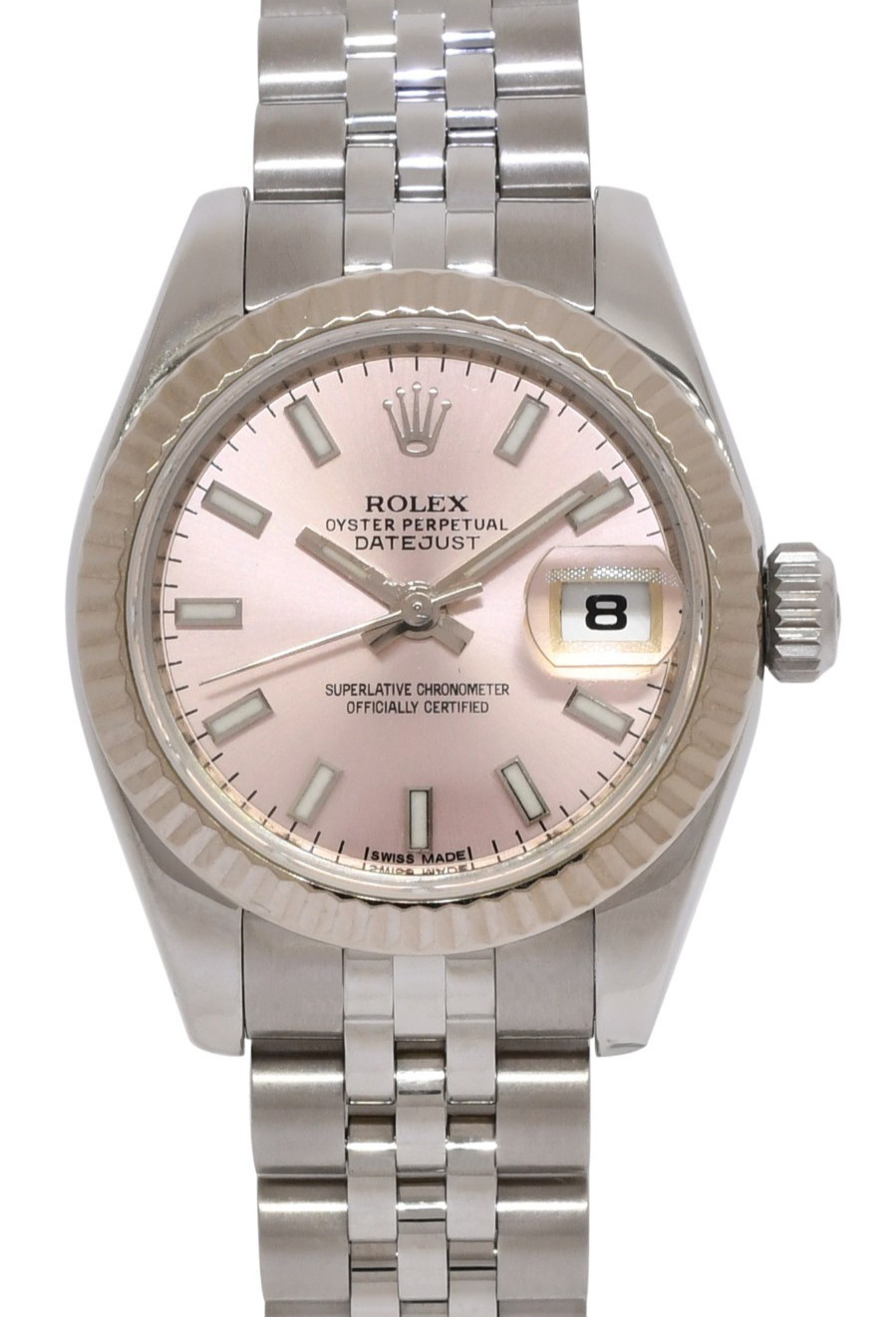 Rolex Datejust Steel & White Gold Bezel Pink Dial Ladies 26mm Watch '12+ 179174 Rolex Datejust Steel & White Gold Bezel Pink Dial Ladies 26mm Watch '12+ 179174