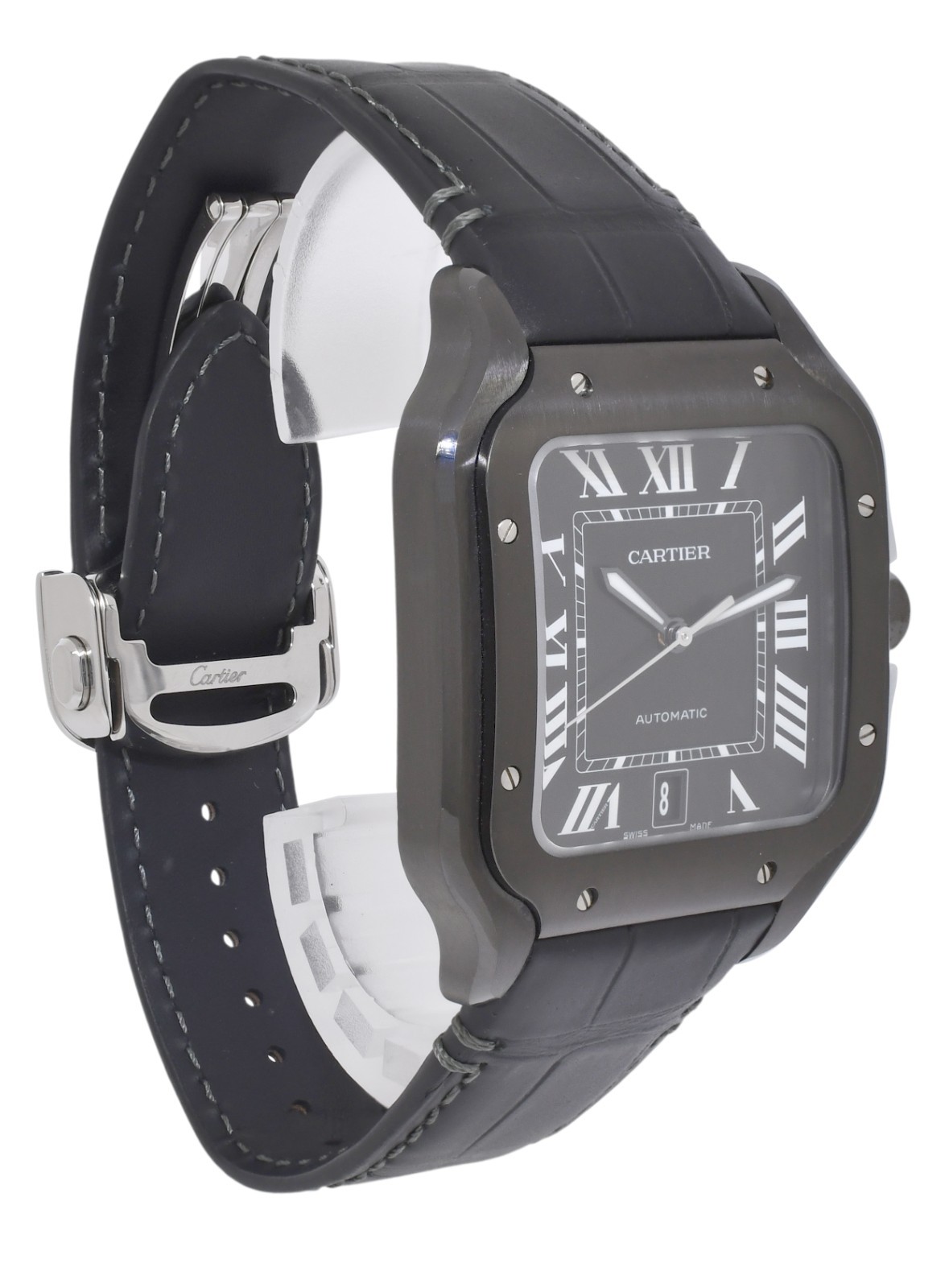 Cartier Santos Large Steel ADLC Black 39.8mm Automatic Watch WSSA0039 4072 Cartier Santos Large Steel ADLC Black 39.8mm Automatic Watch WSSA0039 4072