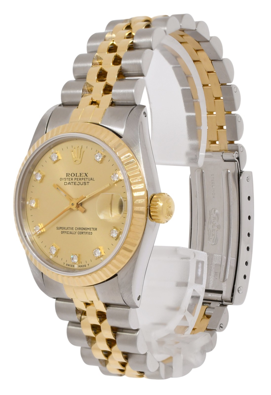Rolex Datejust 18k Yellow Gold/Steel Champagne Diamond 31mm Watch +Paper R 68273